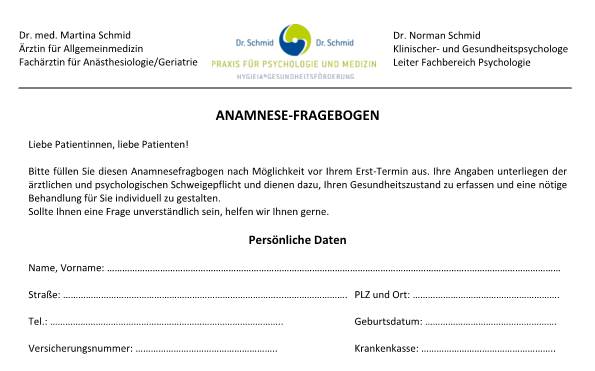 Anamnesebogen Fitness & Personal Training: mit Vorlage